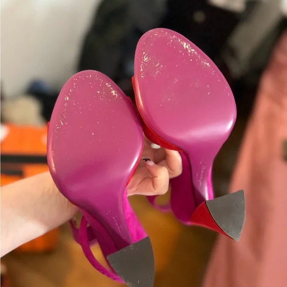 Red and pink suede Ferragamo sandals - Picture 3 of 5